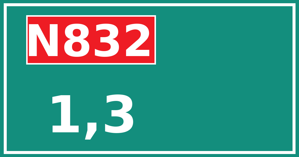 Hectometerbord N832 1,3
