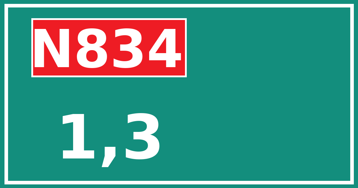 Hectometerbord N834 1,3