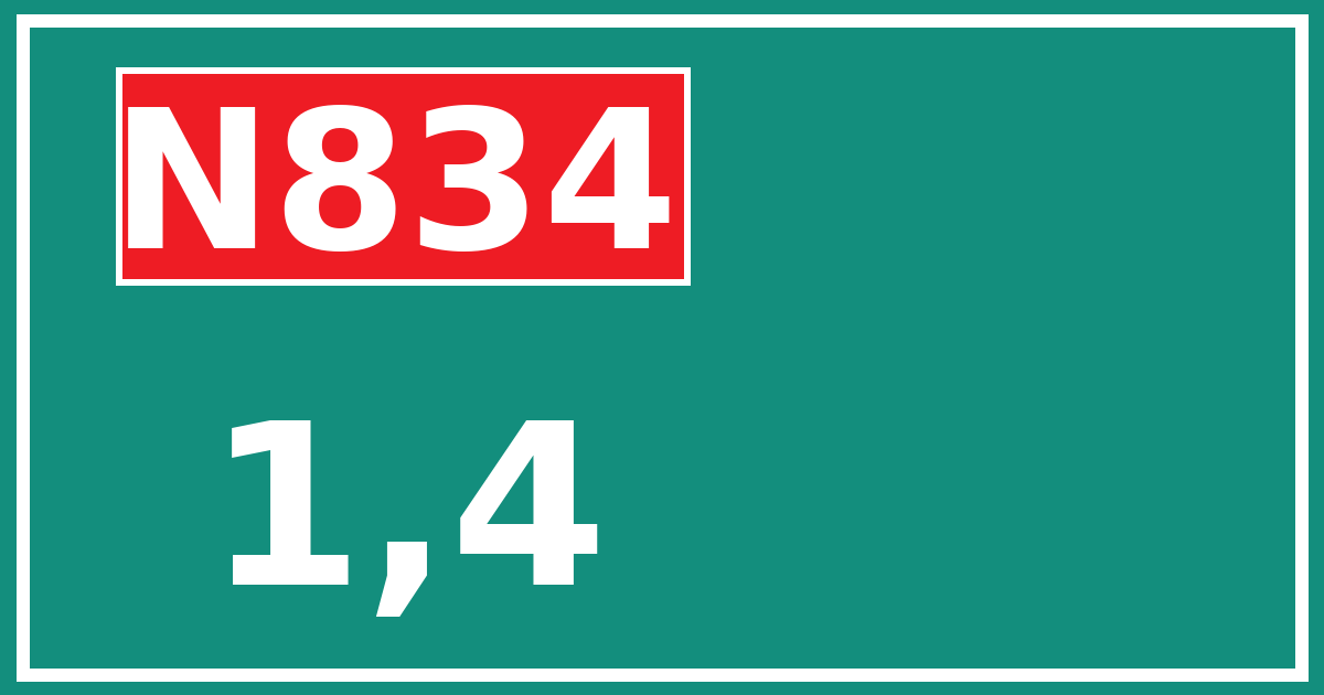 Hectometerbord N834 1,4
