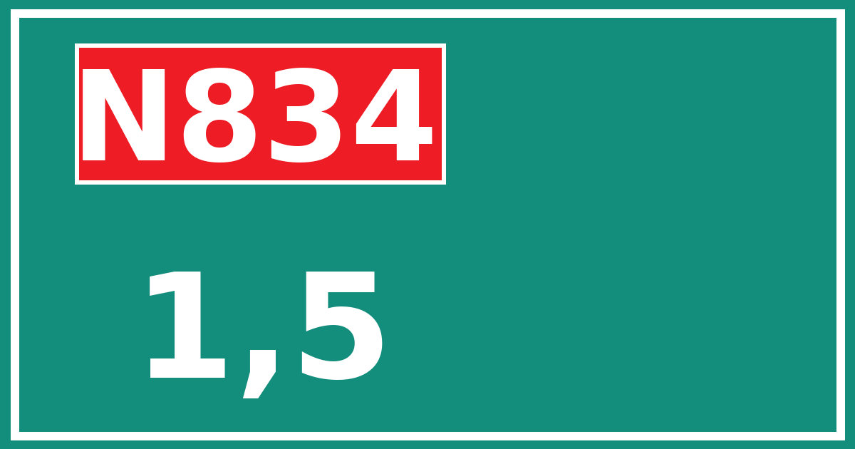 Hectometerbord N834 1,5
