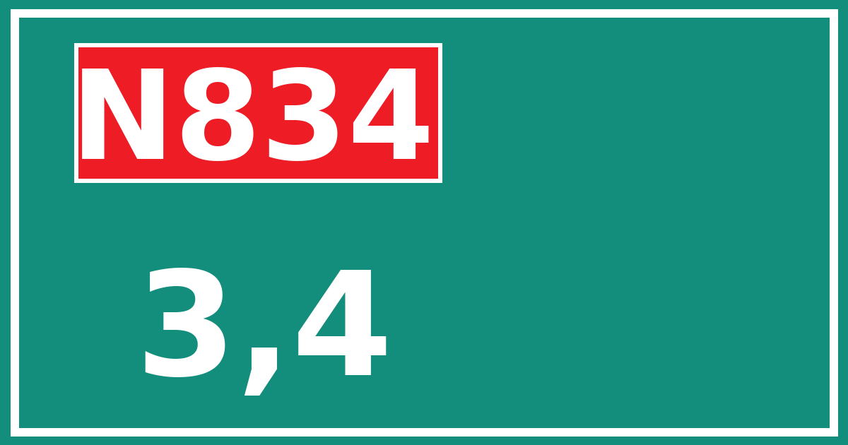 Hectometerbord N834 3,4