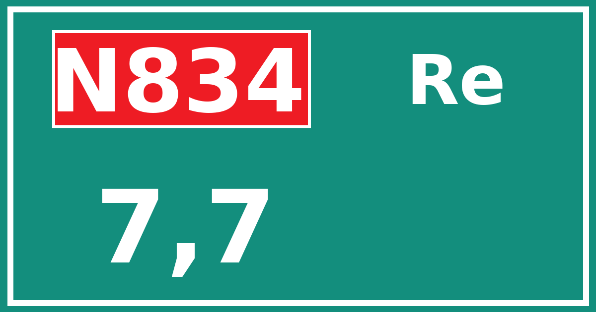 Hectometerbord N834 7,7 zijde Re