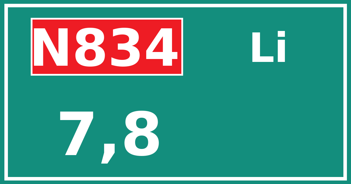 Hectometerbord N834 7,8 zijde Li