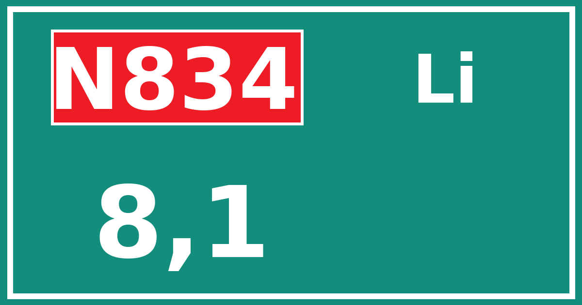 Hectometerbord N834 8,1 zijde Li
