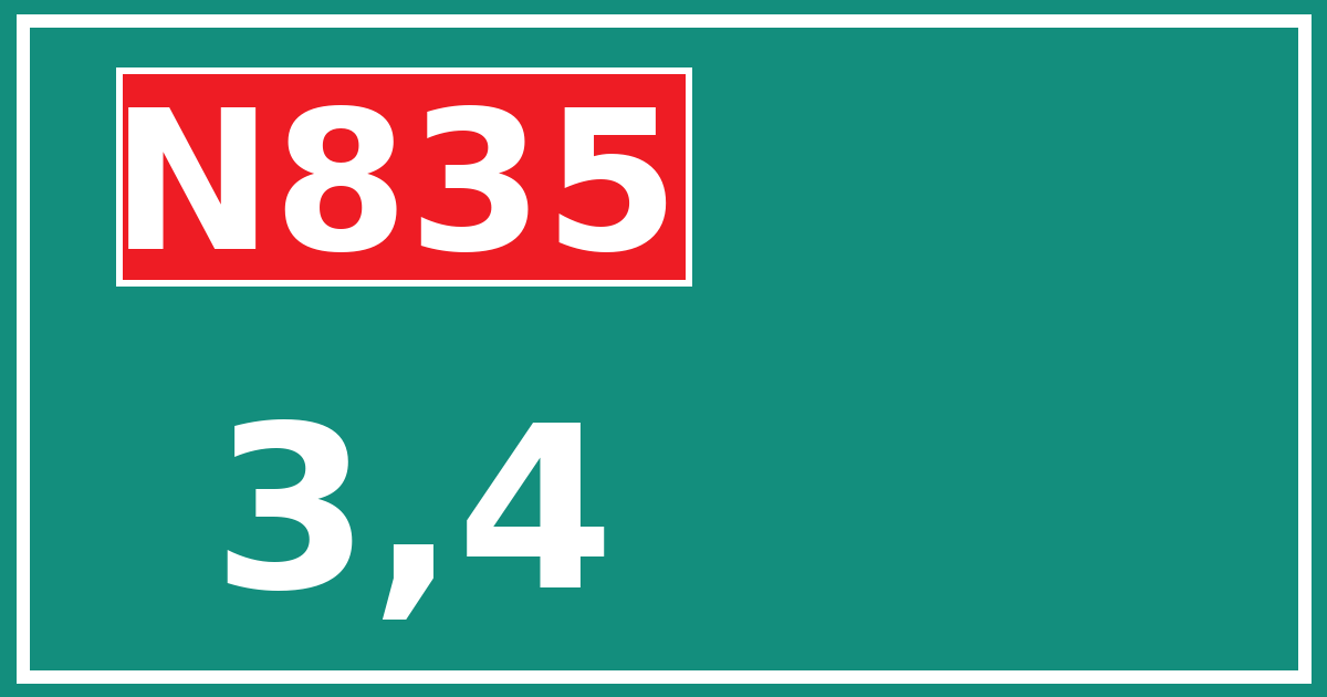 Hectometerbord N835 3,4