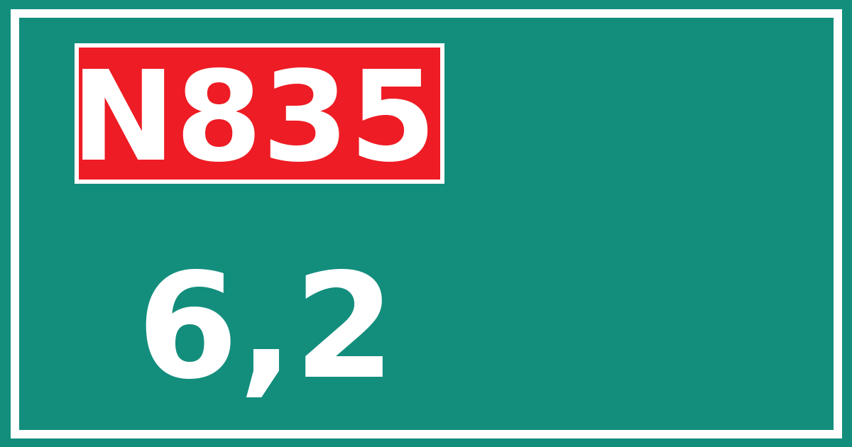Hectometerbord N835 6,2