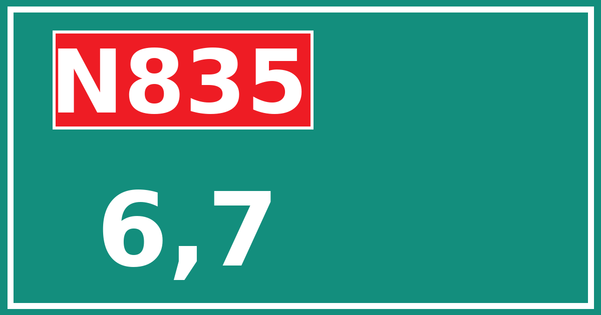 Hectometerbord N835 6,7