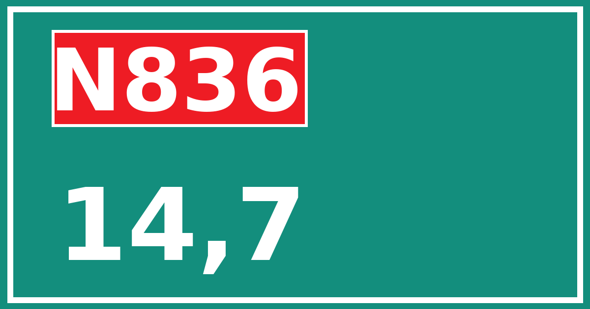 Hectometerbord N836 14,7