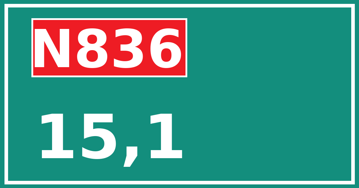 Hectometerbord N836 15,1