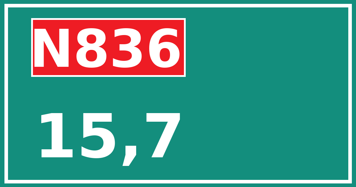 Hectometerbord N836 15,7