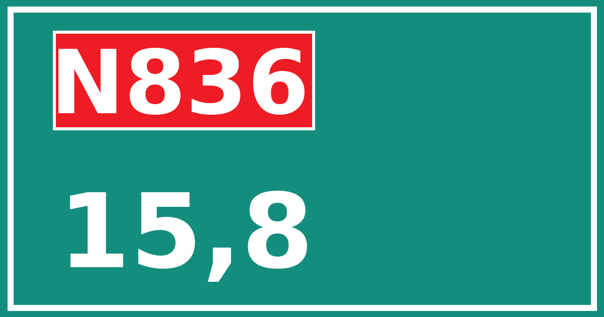 Hectometerbord N836 15,8