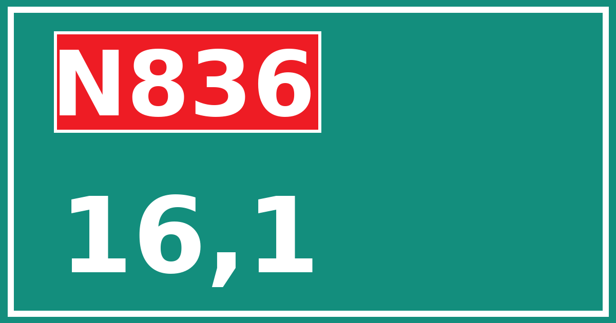 Hectometerbord N836 16,1