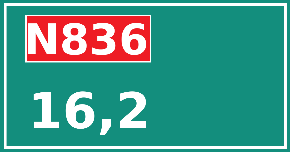Hectometerbord N836 16,2
