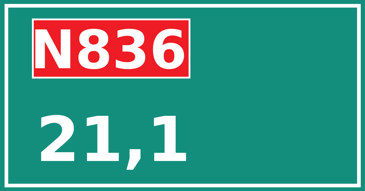 Hectometerbord N836 21,1
