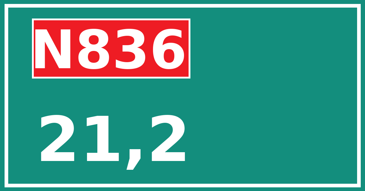 Hectometerbord N836 21,2