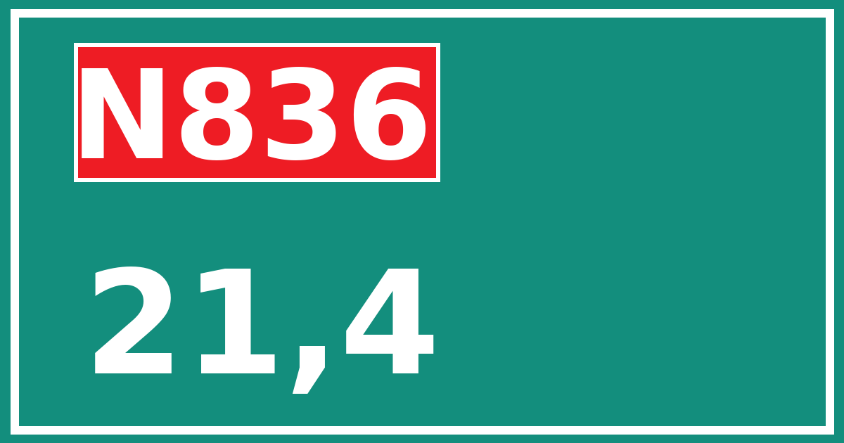 Hectometerbord N836 21,4