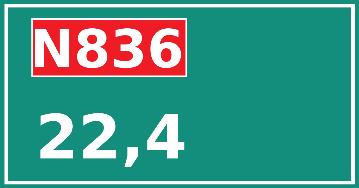 Hectometerbord N836 22,4