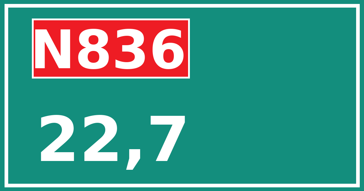 Hectometerbord N836 22,7
