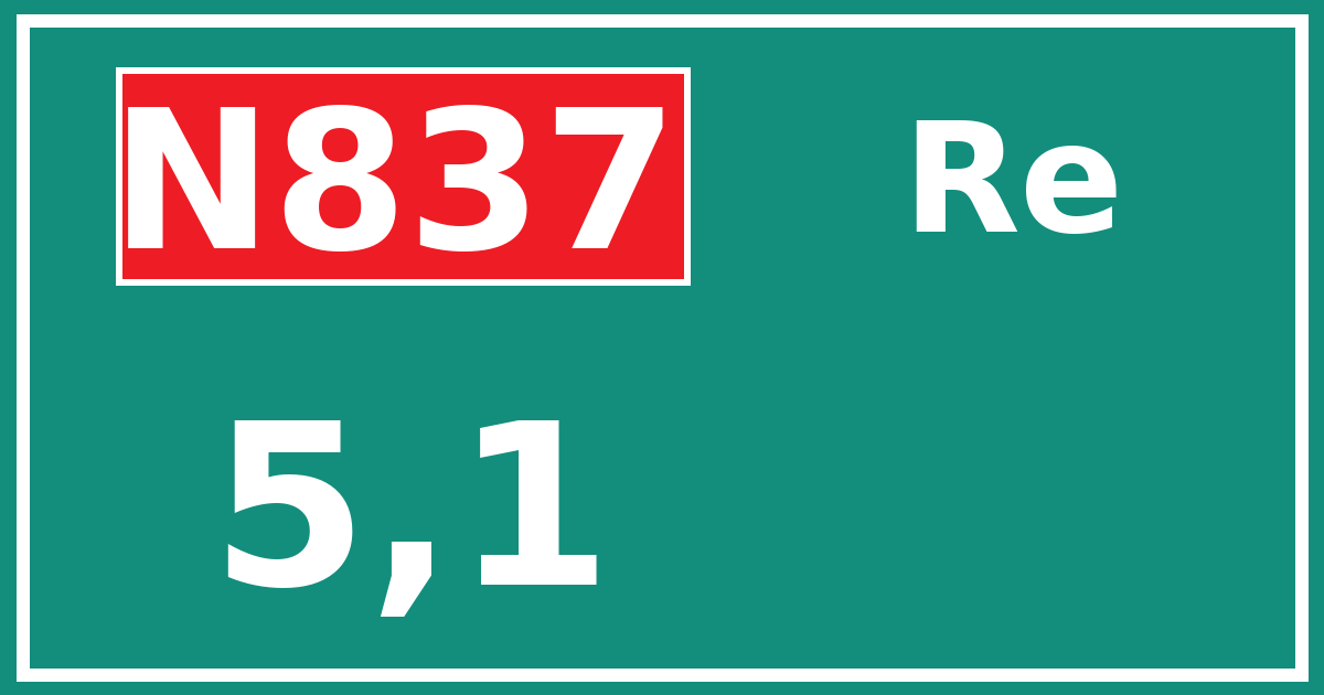 Hectometerbord N837 5,1 zijde Re