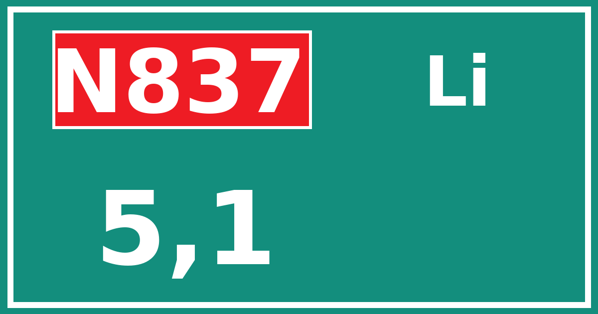 Hectometerbord N837 5,1 zijde Li