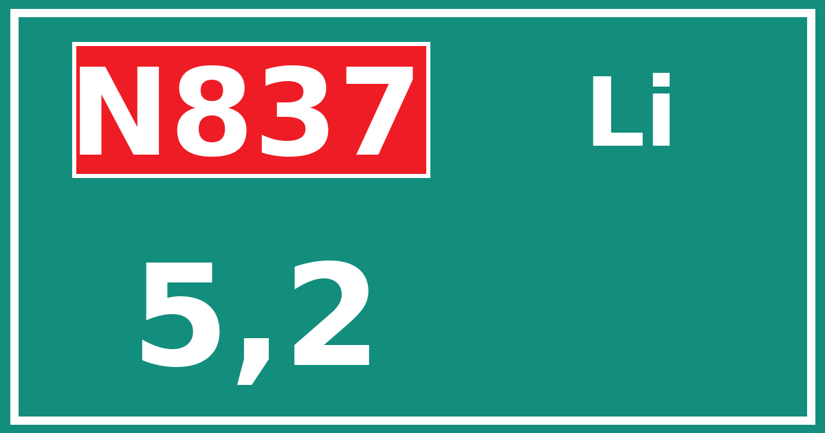 Hectometerbord N837 5,2 zijde Li