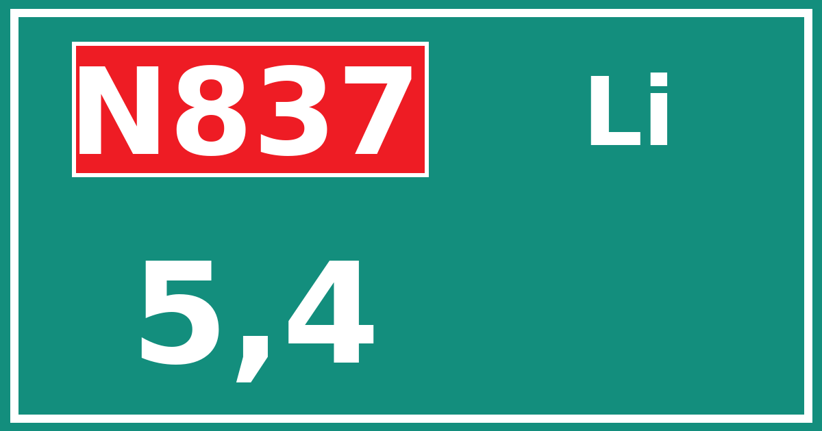Hectometerbord N837 5,4 zijde Li
