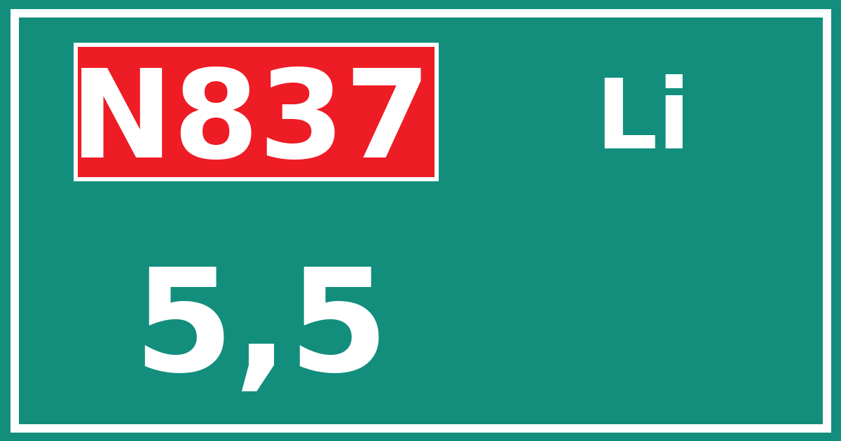 Hectometerbord N837 5,5 zijde Li