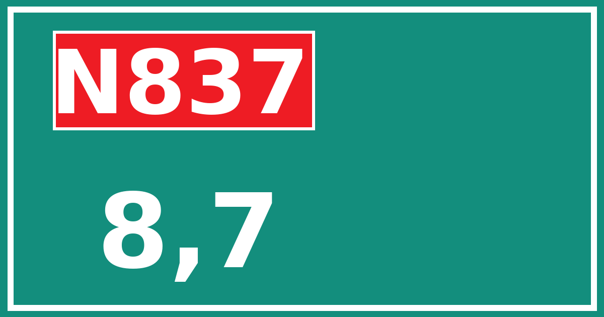 Hectometerbord N837 8,7