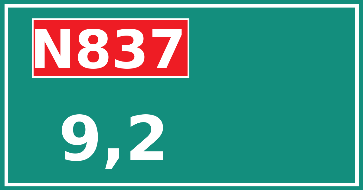 Hectometerbord N837 9,2