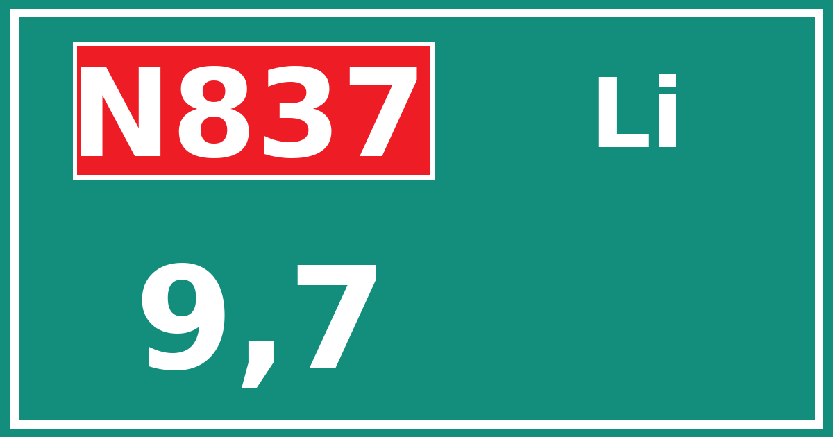 Hectometerbord N837 9,7 zijde Li