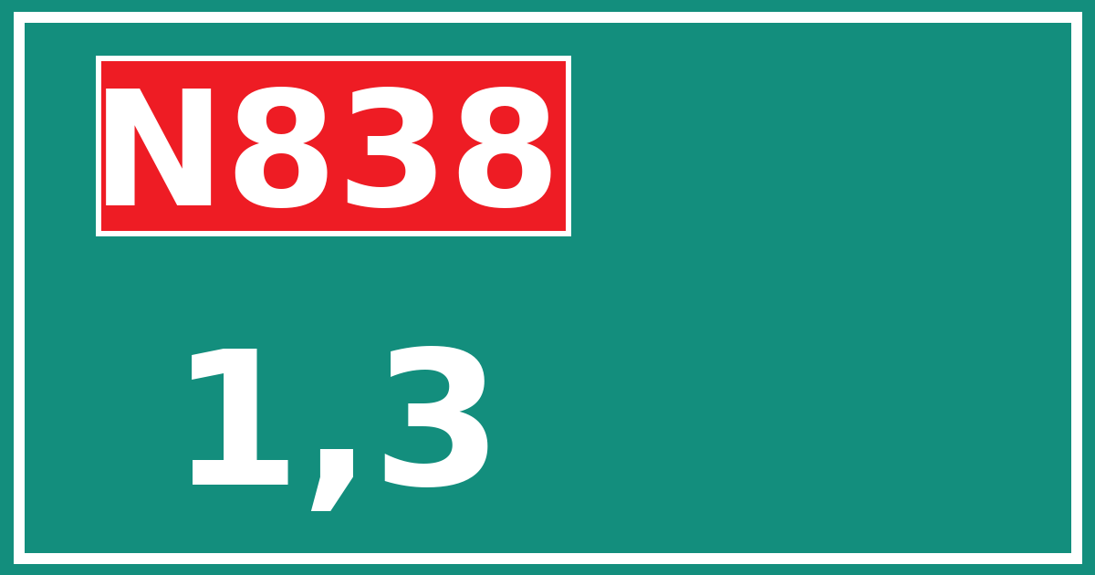 Hectometerbord N838 1,3