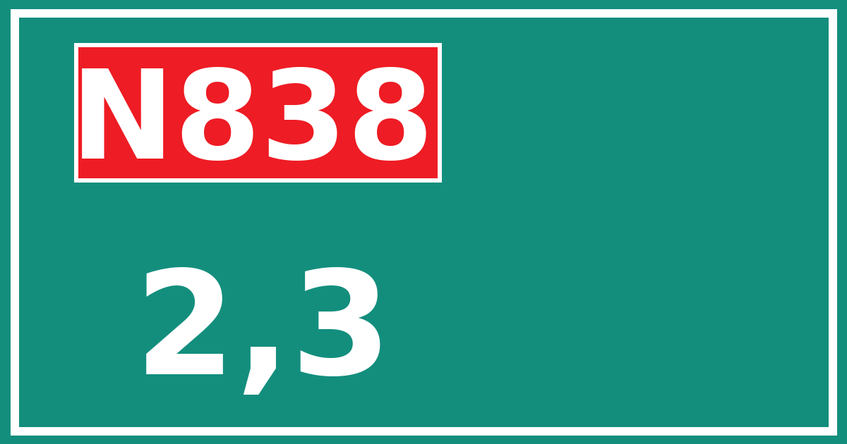 Hectometerbord N838 2,3