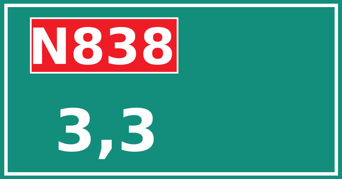 Hectometerbord N838 3,3