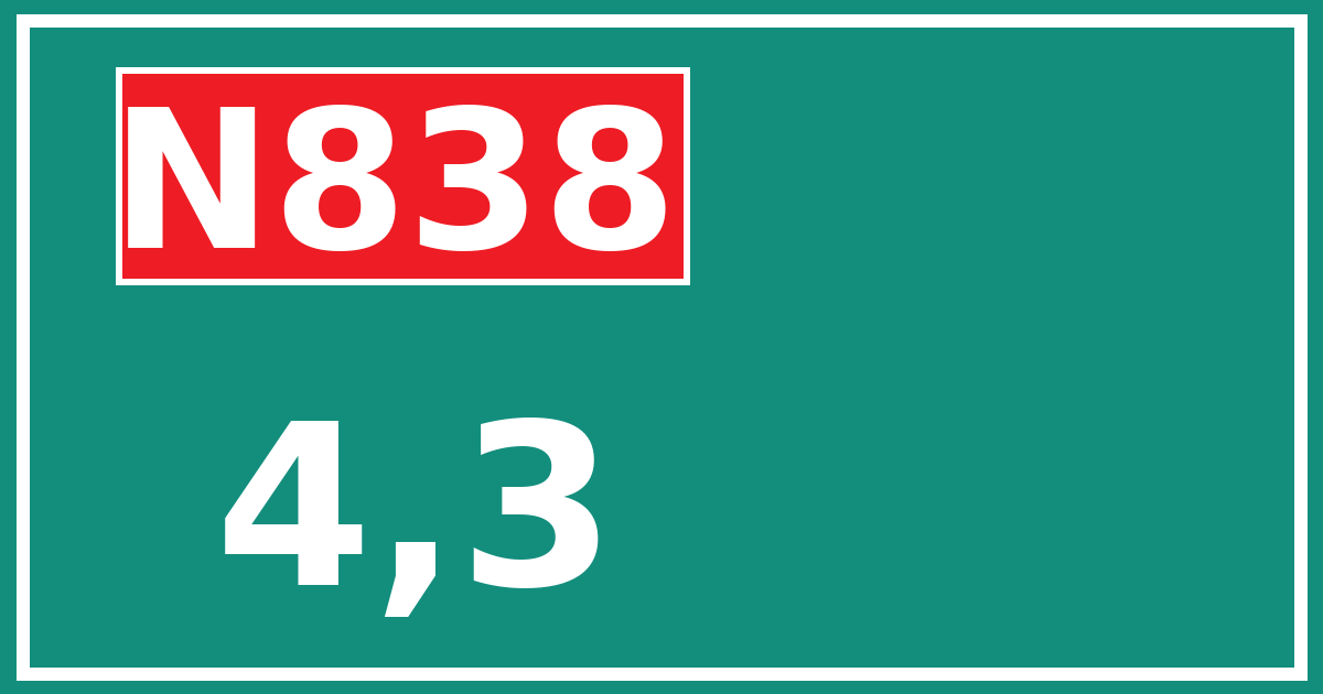 Hectometerbord N838 4,3