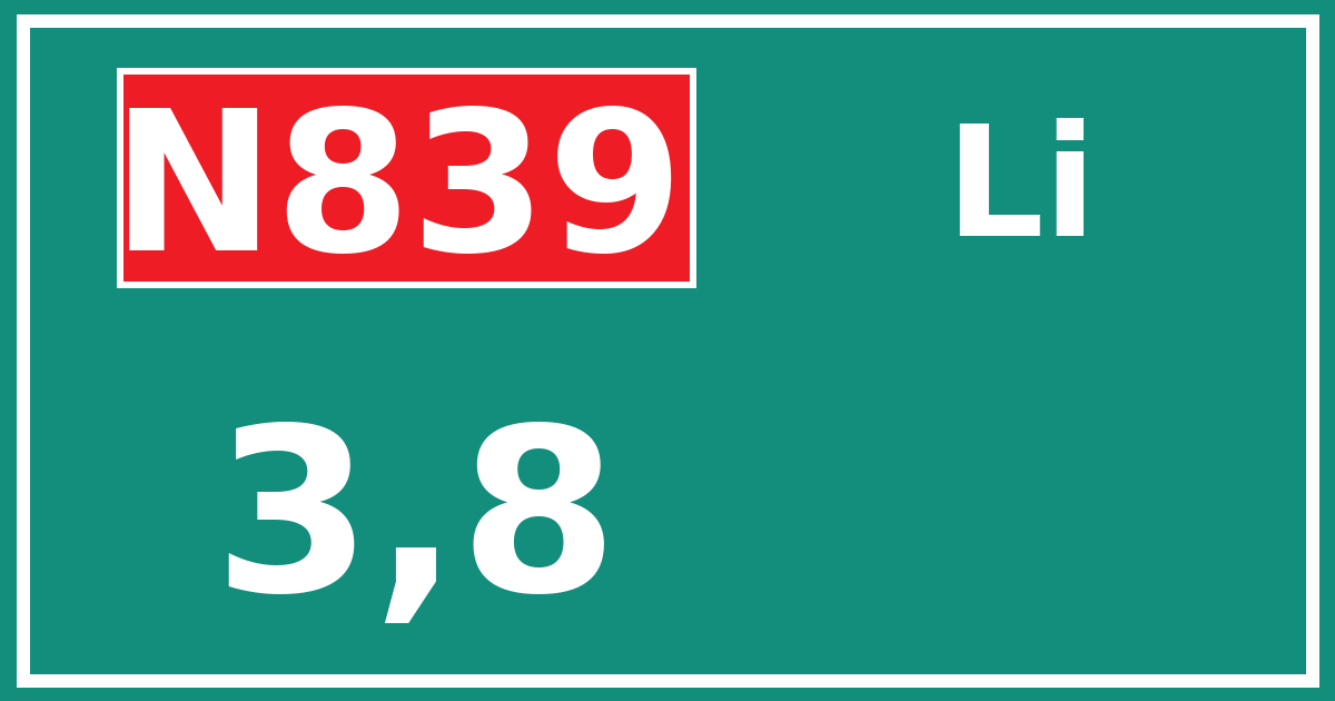 Hectometerbord N839 3,8 zijde Li