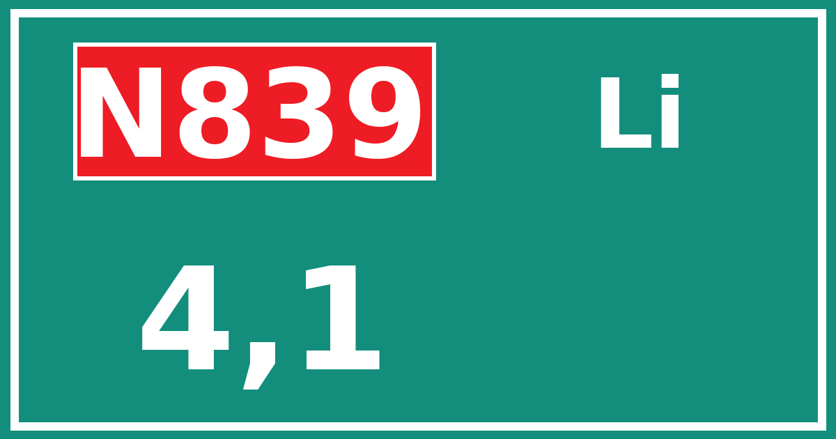 Hectometerbord N839 4,1 zijde Li