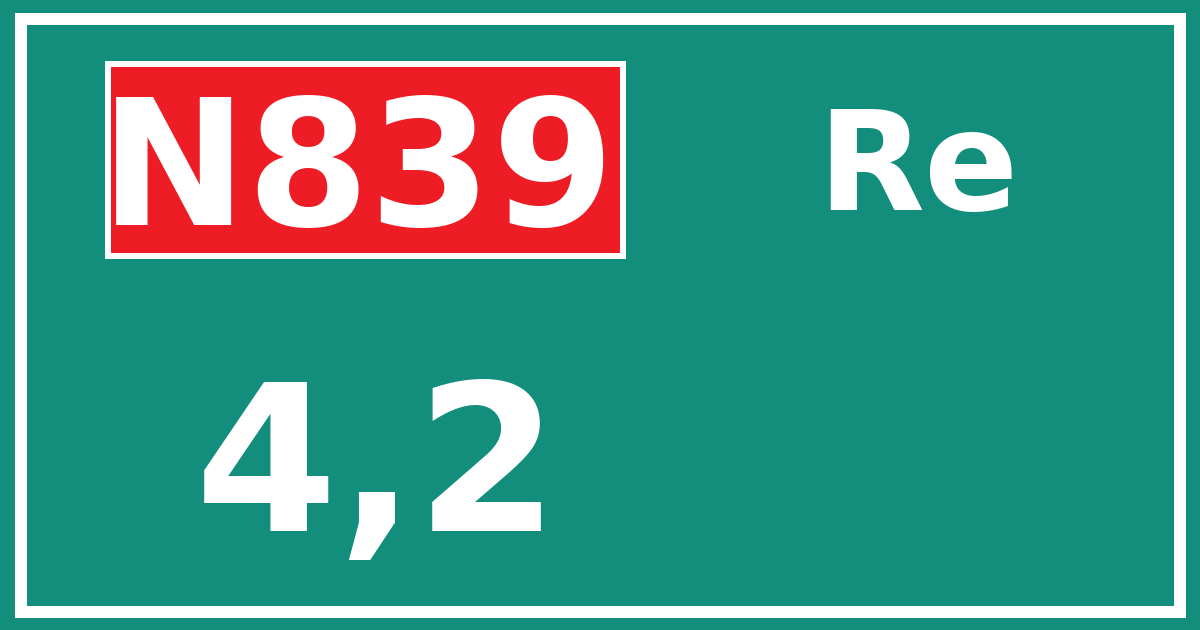 Hectometerbord N839 4,2 zijde Re