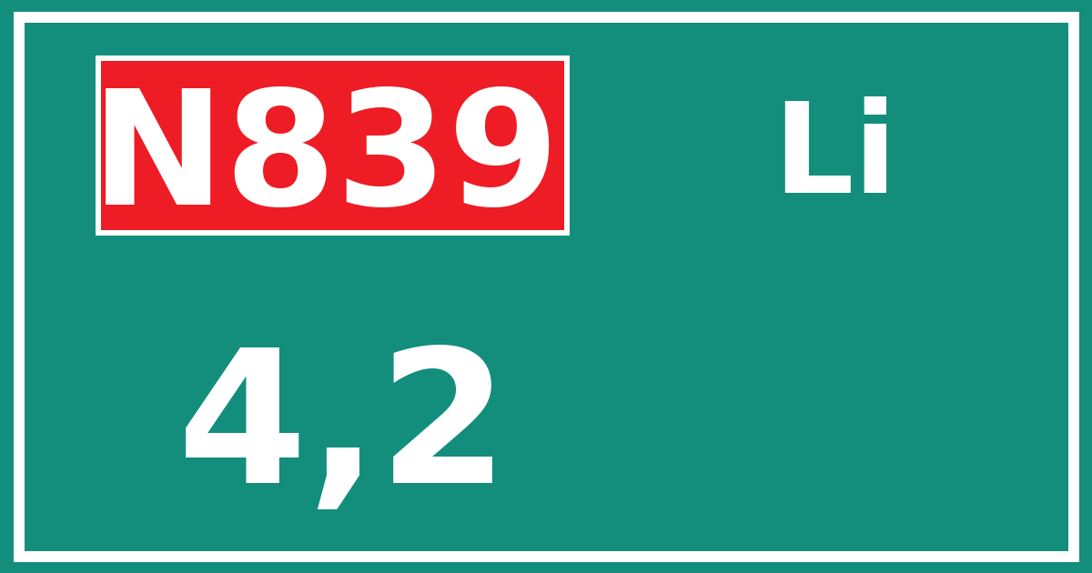 Hectometerbord N839 4,2 zijde Li