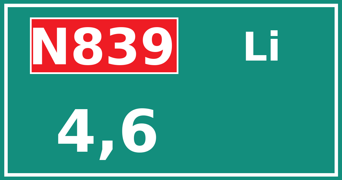 Hectometerbord N839 4,6 zijde Li