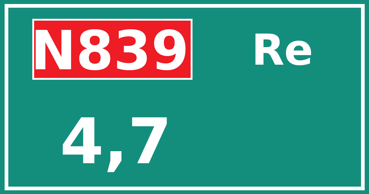 Hectometerbord N839 4,7 zijde Re