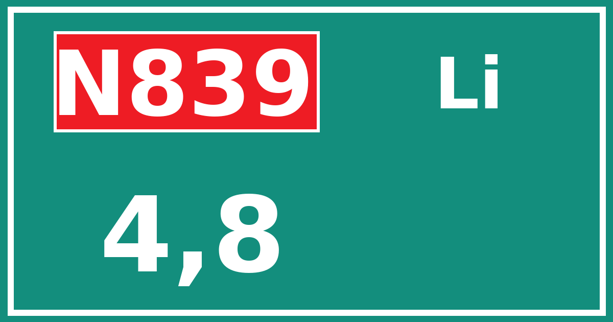 Hectometerbord N839 4,8 zijde Li