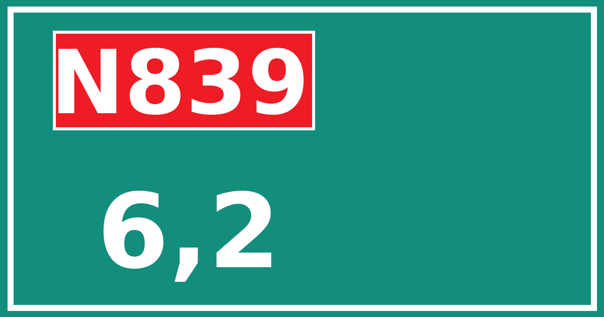 Hectometerbord N839 6,2
