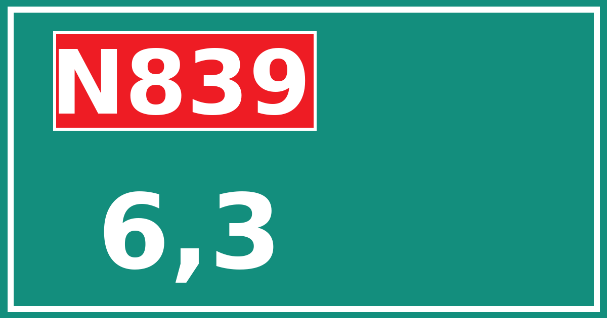 Hectometerbord N839 6,3