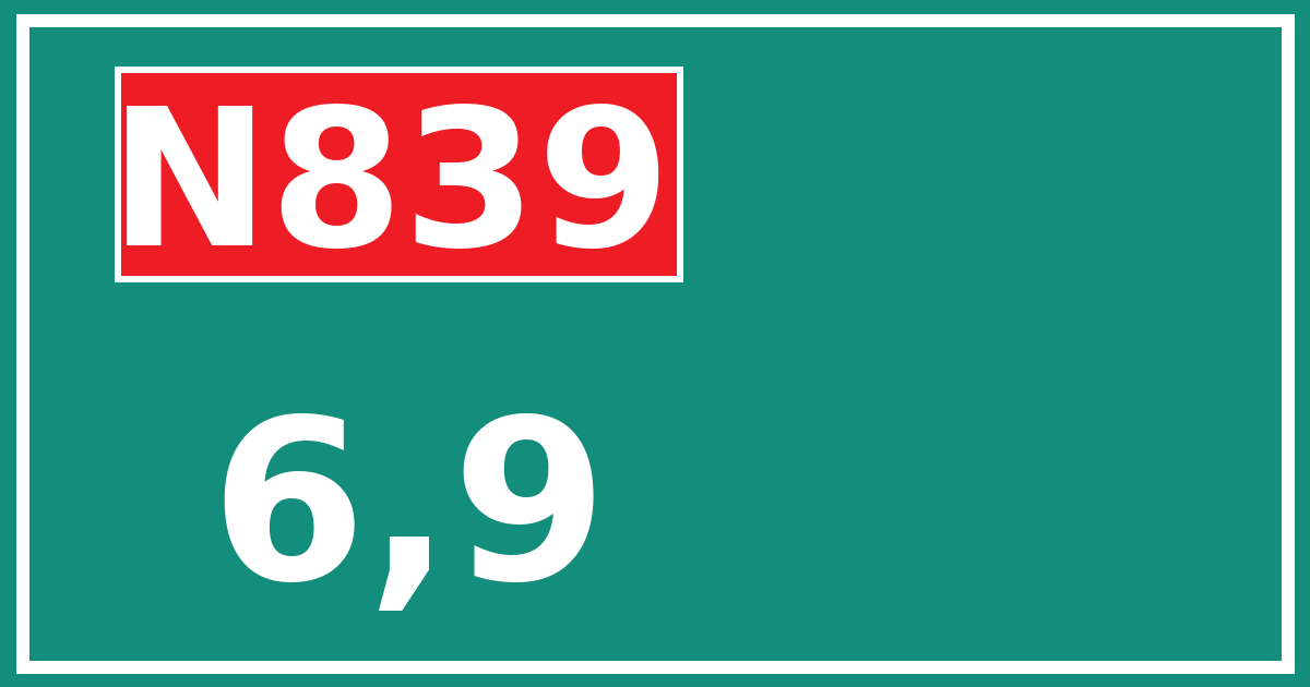 Hectometerbord N839 6,9