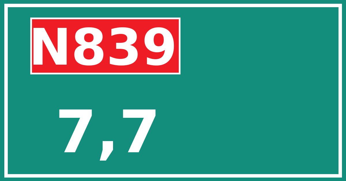 Hectometerbord N839 7,7
