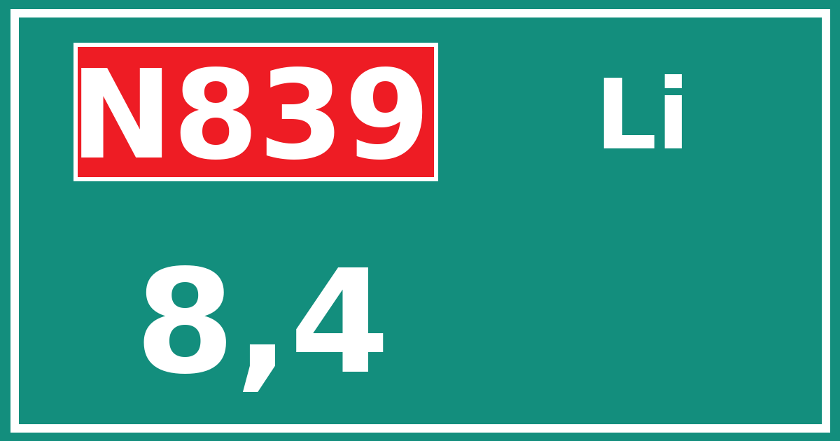 Hectometerbord N839 8,4 zijde Li