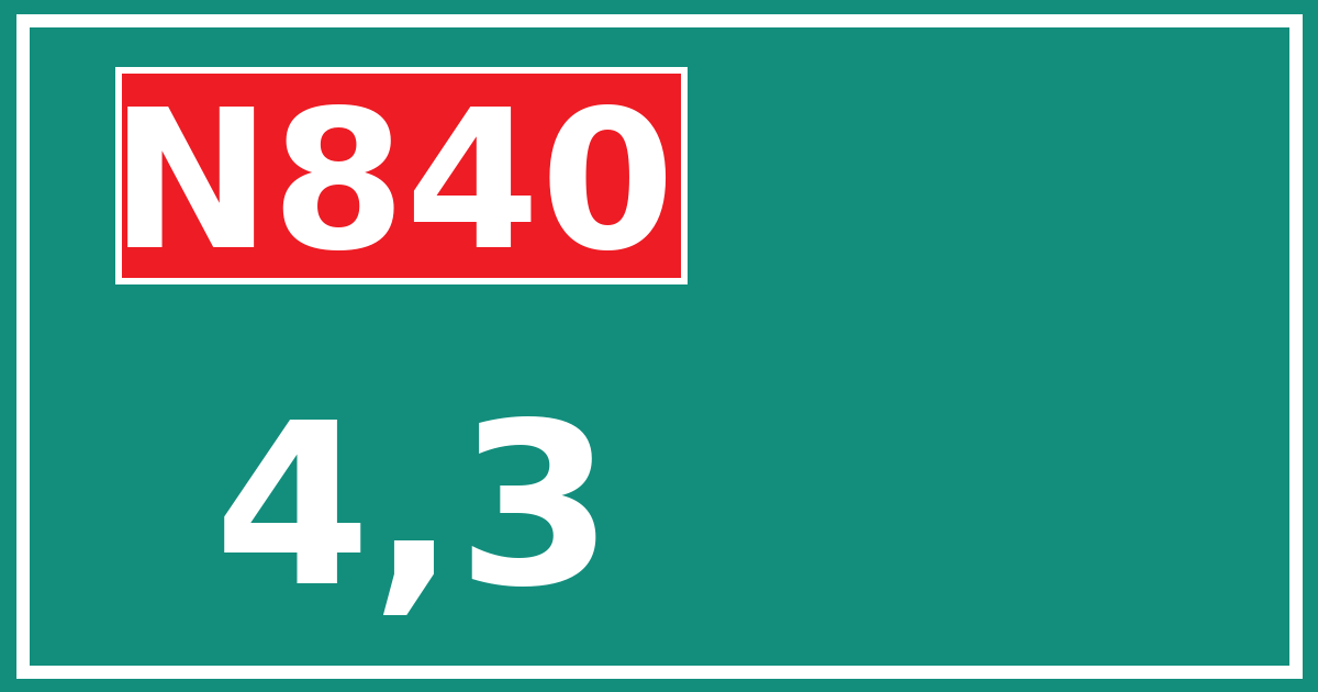 Hectometerbord N840 4,3