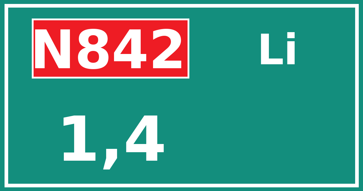 Hectometerbord N842 1,4 zijde Li