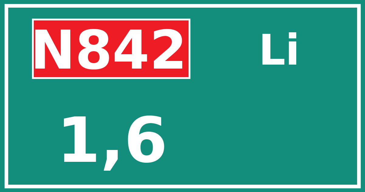 Hectometerbord N842 1,6 zijde Li