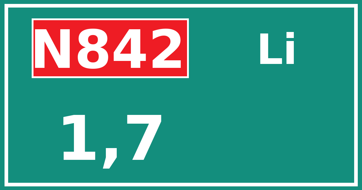Hectometerbord N842 1,7 zijde Li